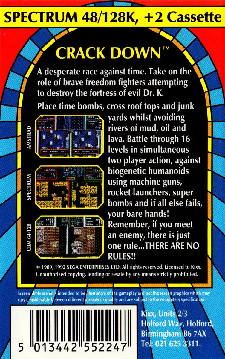 Crack Down box back