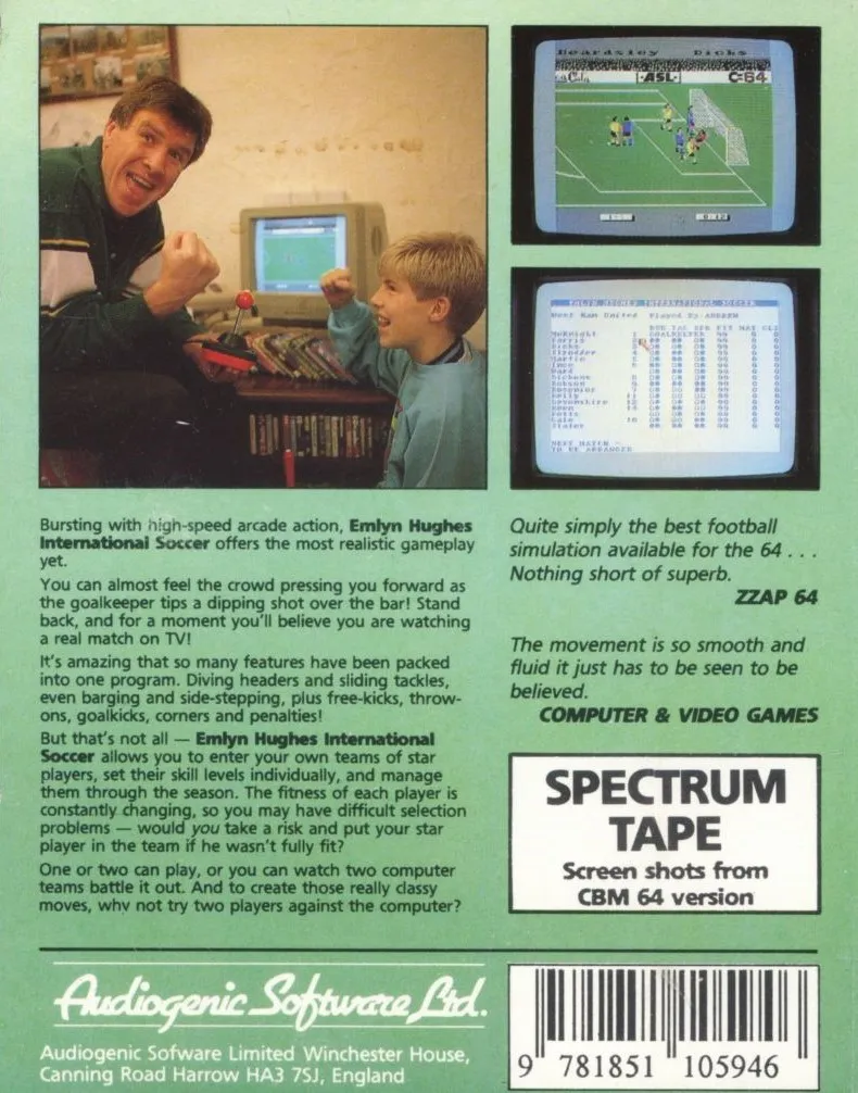 Emlyn Hughes International Soccer box back