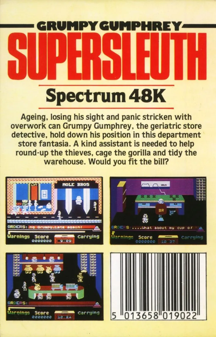 Grumpy Gumphrey Supersleuth box back