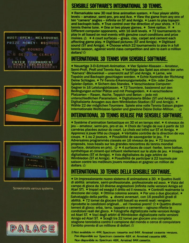 International 3D Tennis box back