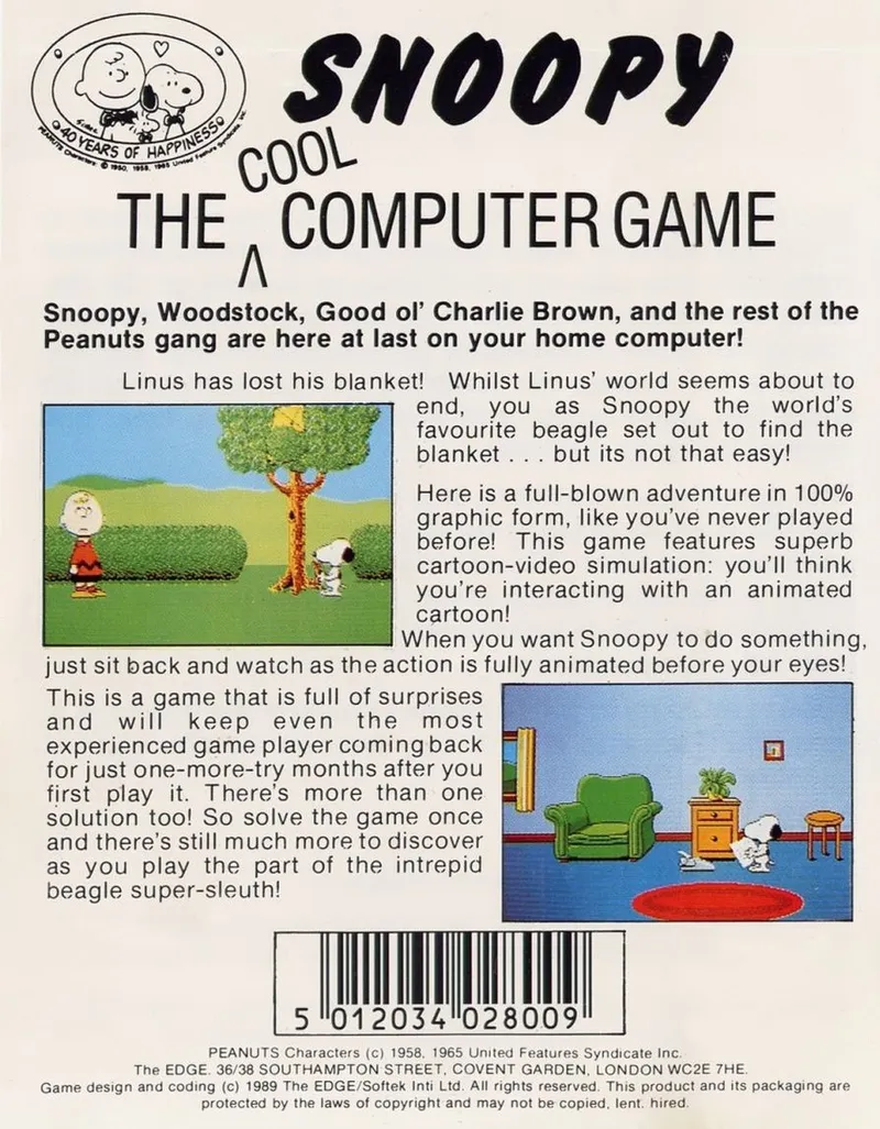 Snoopy box back