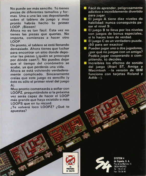 Loopz box back