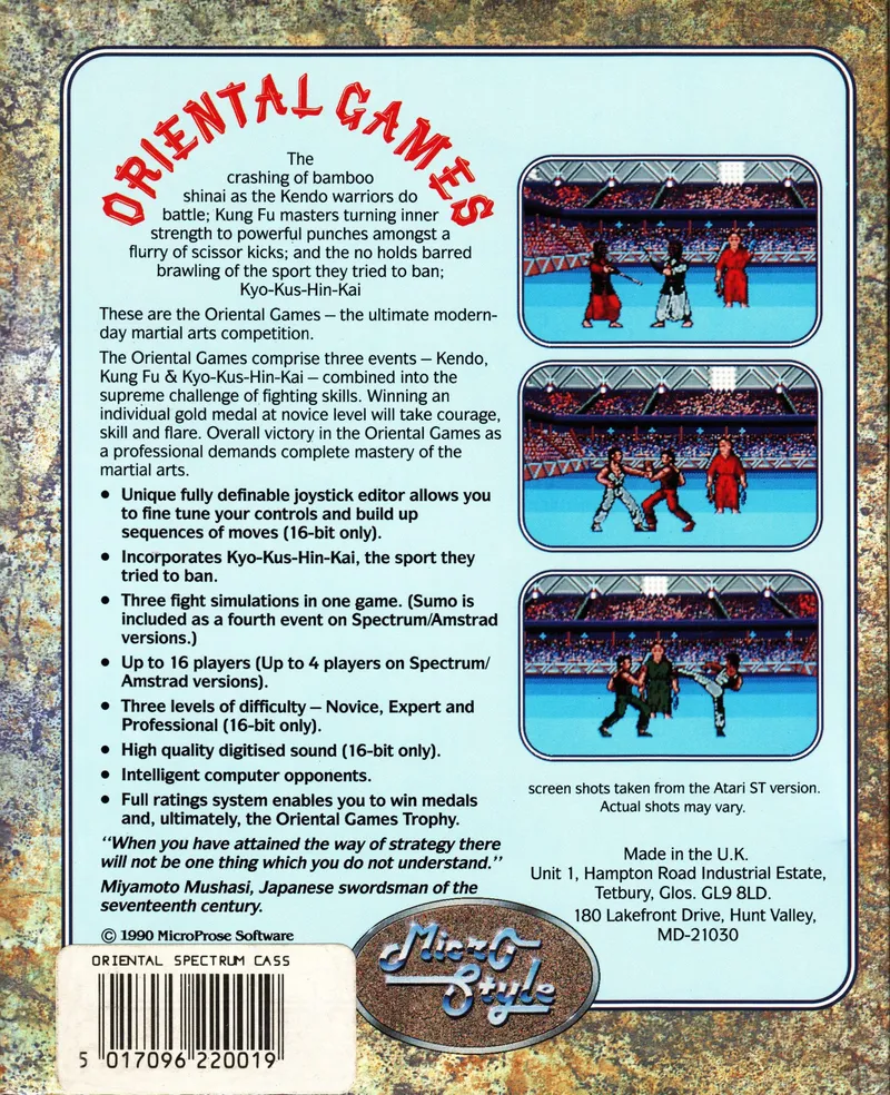 Oriental Games box back
