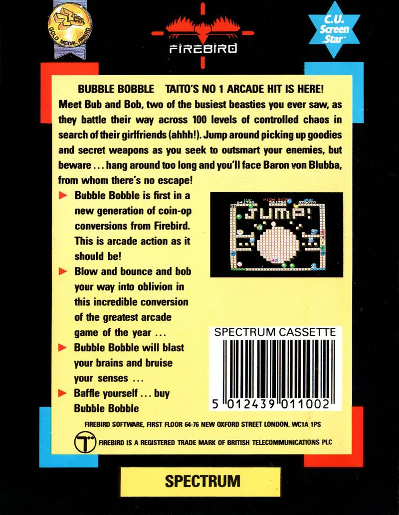 Bubble Bobble box back