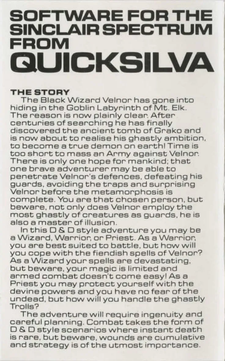 Velnor's Lair box back