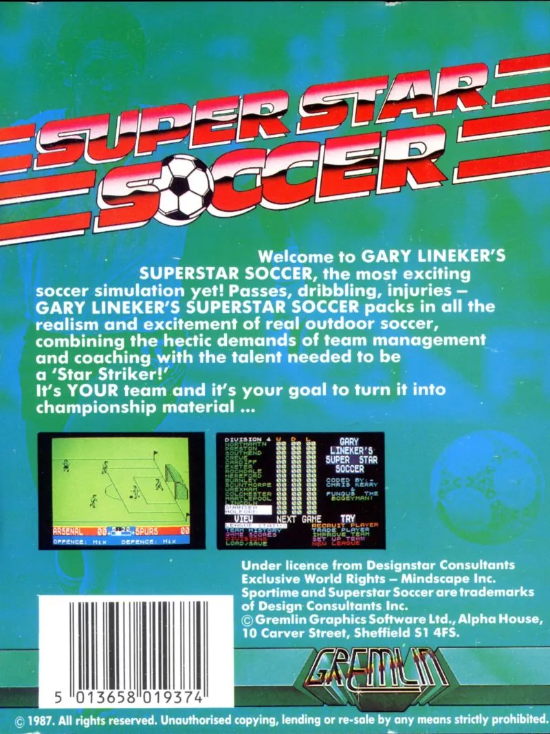 Gary Lineker's Superstar Soccer box back