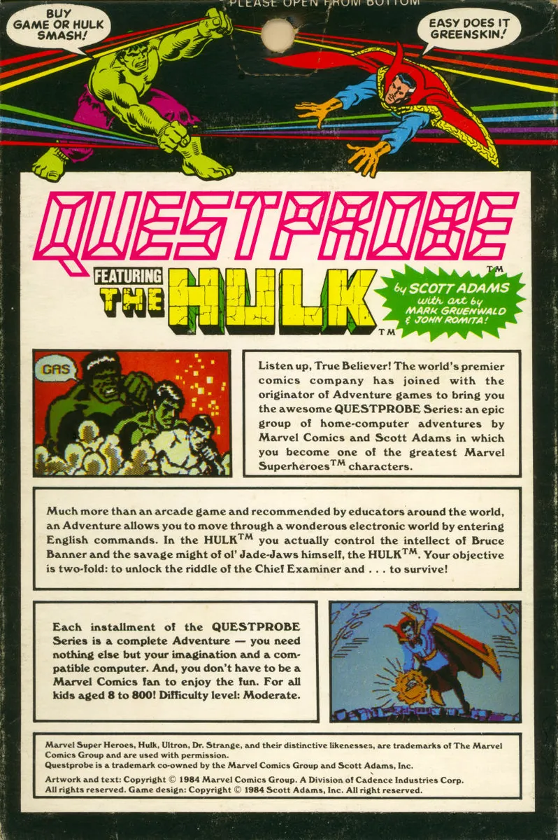Questprobe Featuring The Hulk box back