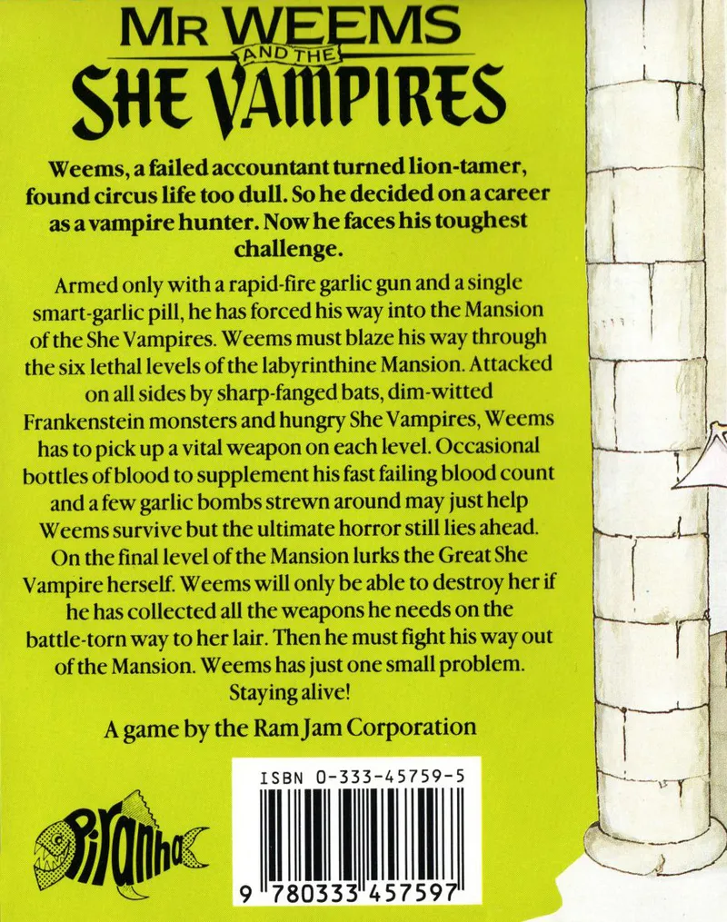 The Astonishing Adventures of Mr. Weems and the She Vampires box back
