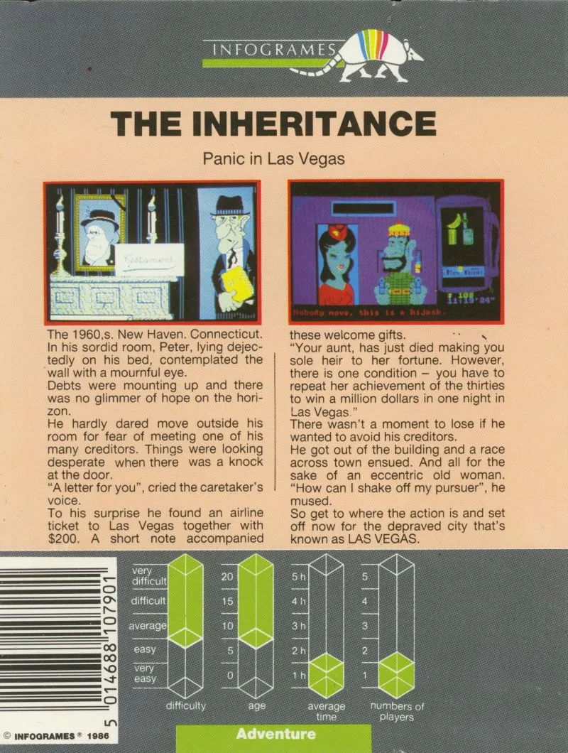 The Inheritance: Panic in Las Vegas box back
