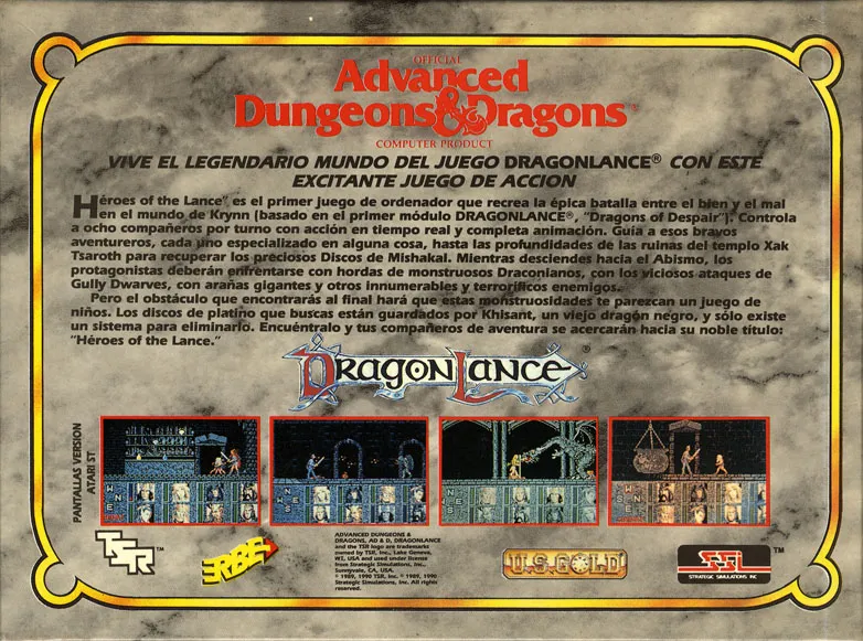 Heroes of the Lance box back