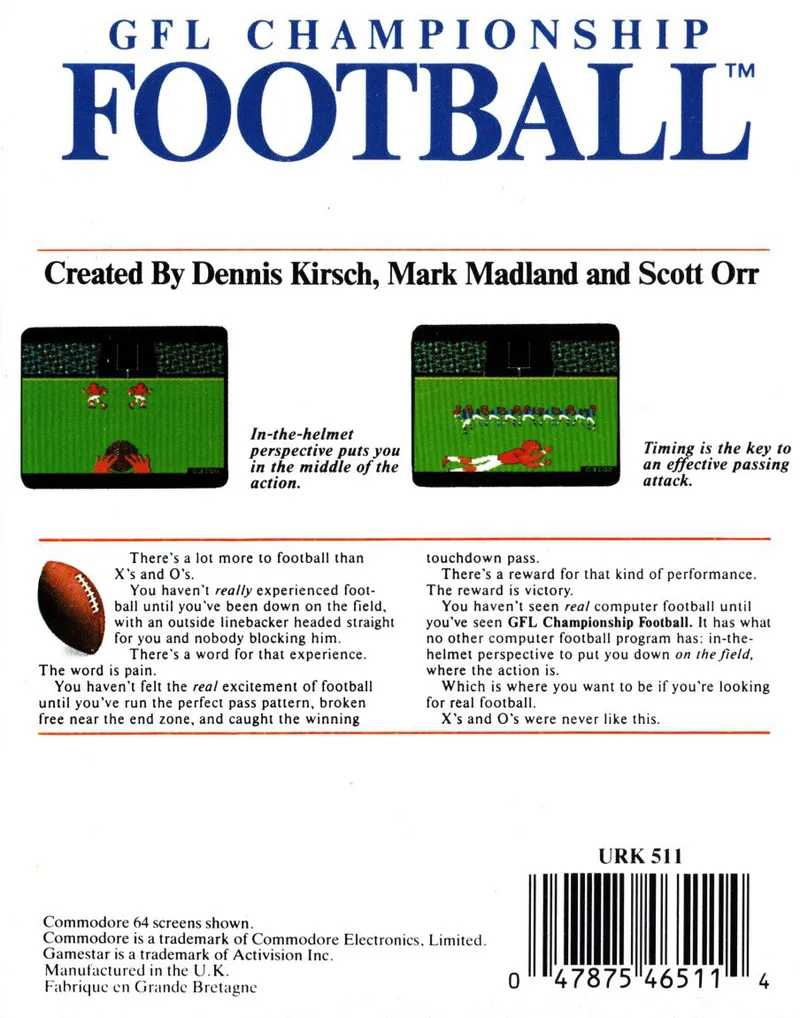 GFL Championship Football box back