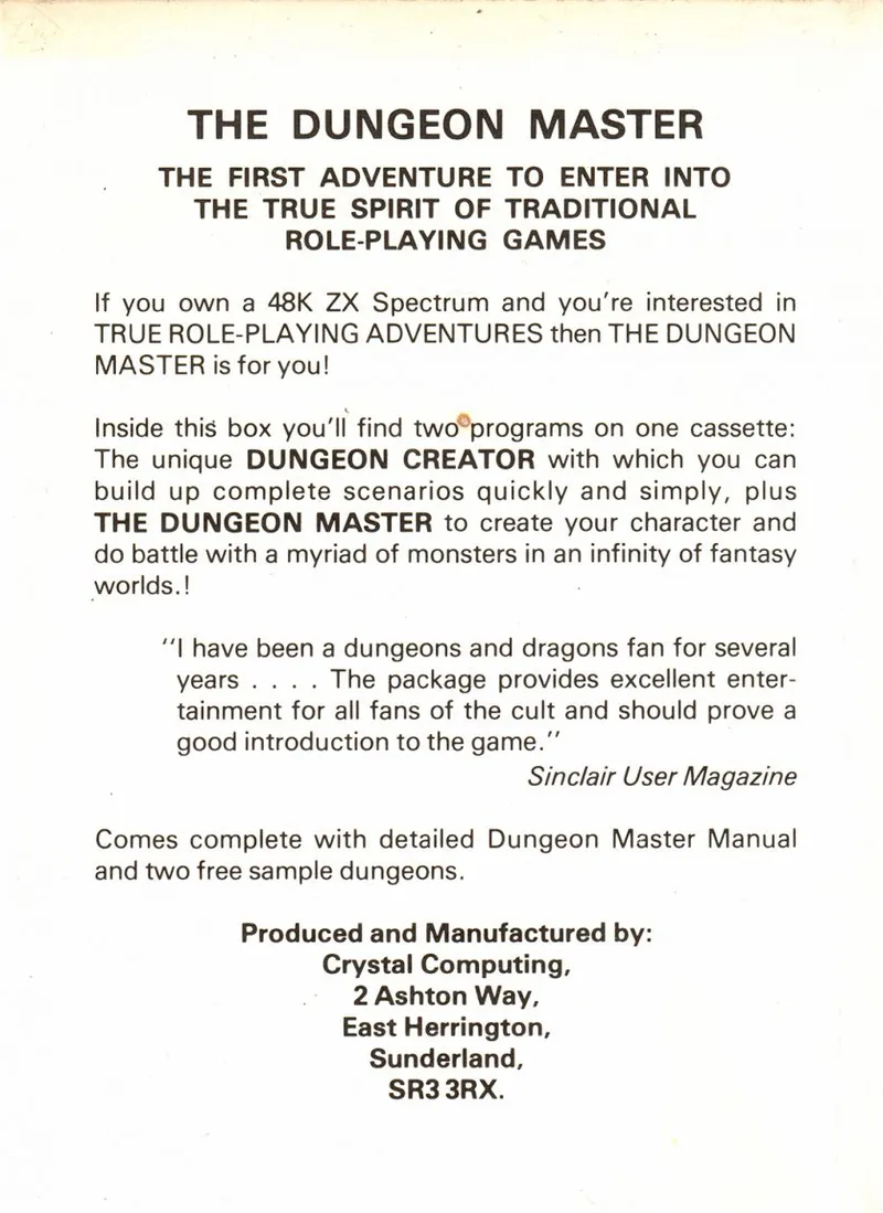 The Dungeon Master box back