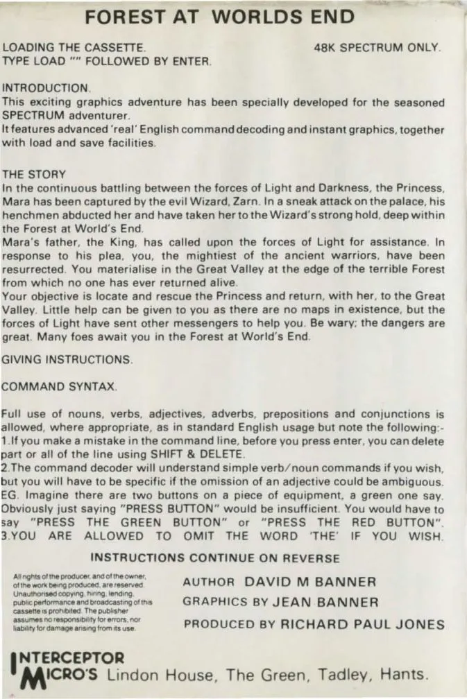Forest at Worlds End box back