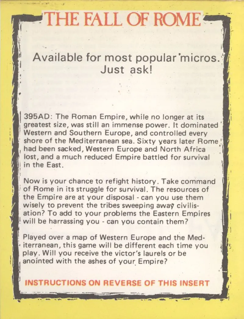 The Fall of Rome box back
