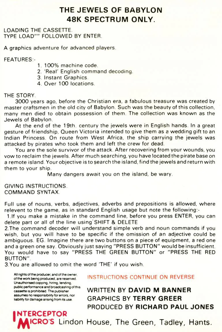 Jewels of Babylon box back
