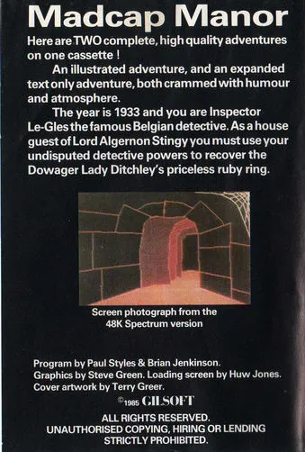 Madcap Manor box back