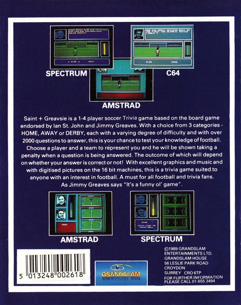 Saint & Greavsie box back