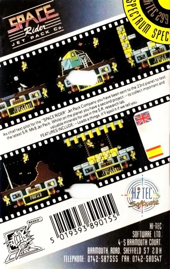 Space Rider Jet Pack Co. box back