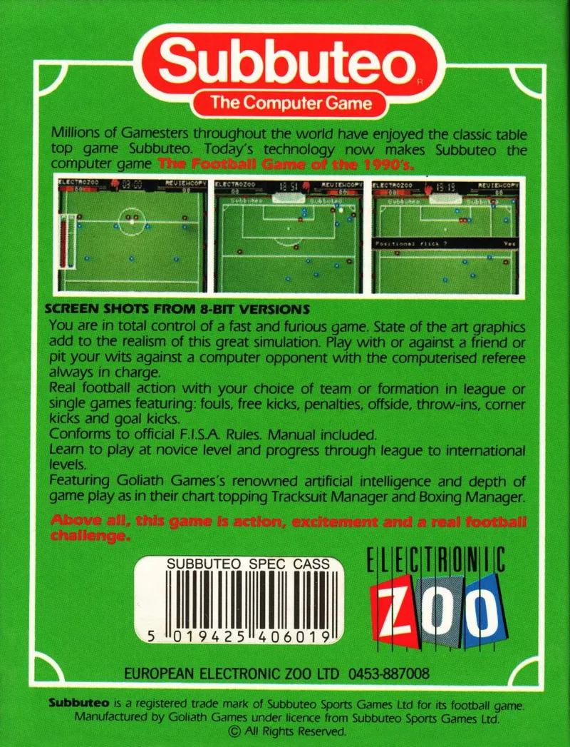 Subbuteo box back