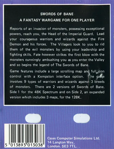 Swords of Bane box back