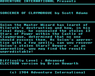 Backdrop artwork for Sorcerer of Claymorgue Castle