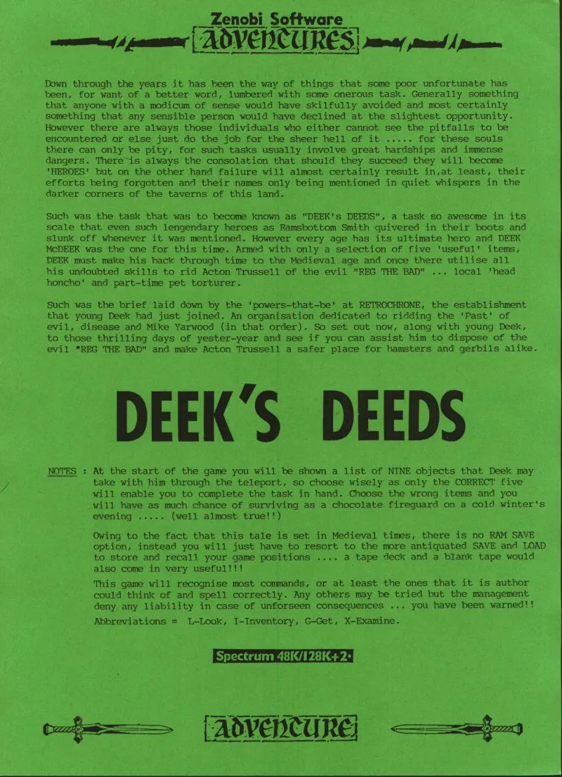 Deek's Deeds box art
