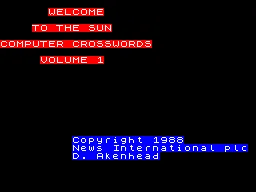 The Sun Computer Crosswords Volume 1 title screen