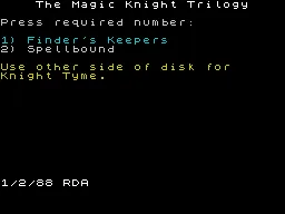 Magic Knight Trilogy - Finders Keepers + Spellbound + Knight Tyme title screen