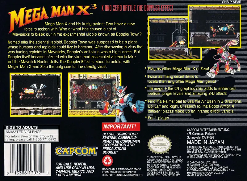 Mega Man X3 box back