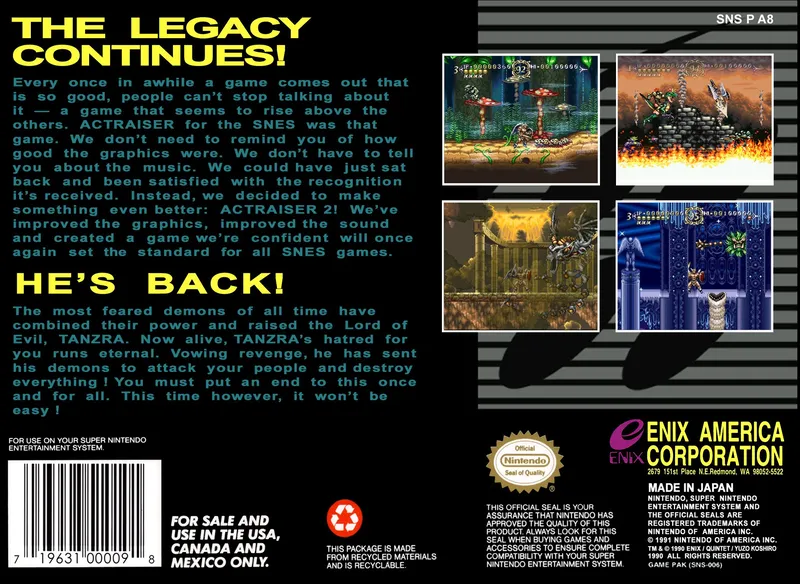 ActRaiser 2 box back