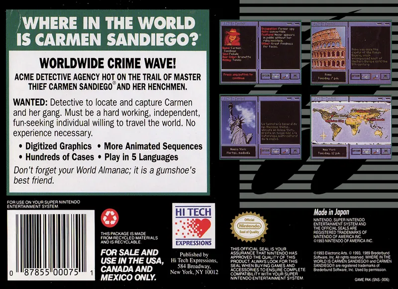 Where in the World Is Carmen Sandiego? box back
