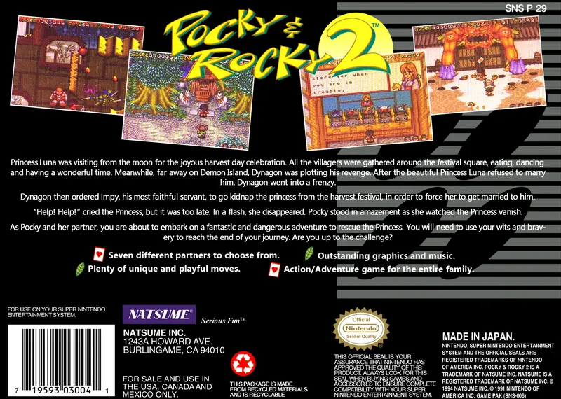 Pocky & Rocky 2 box back