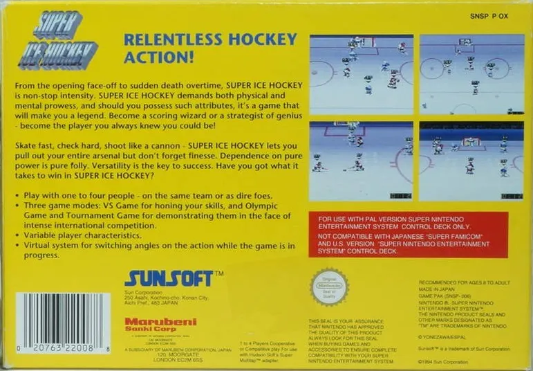 Super Ice Hockey box back
