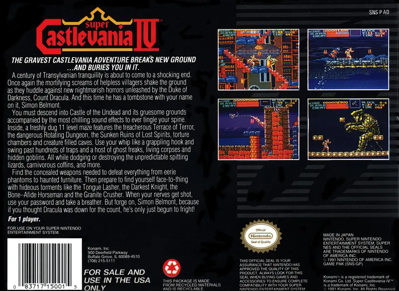 Super Castlevania IV box back