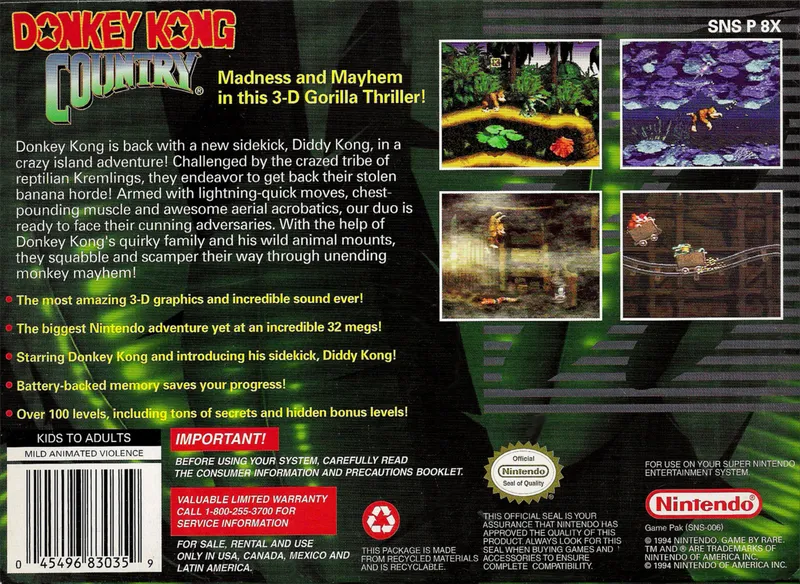 Donkey Kong Country box back