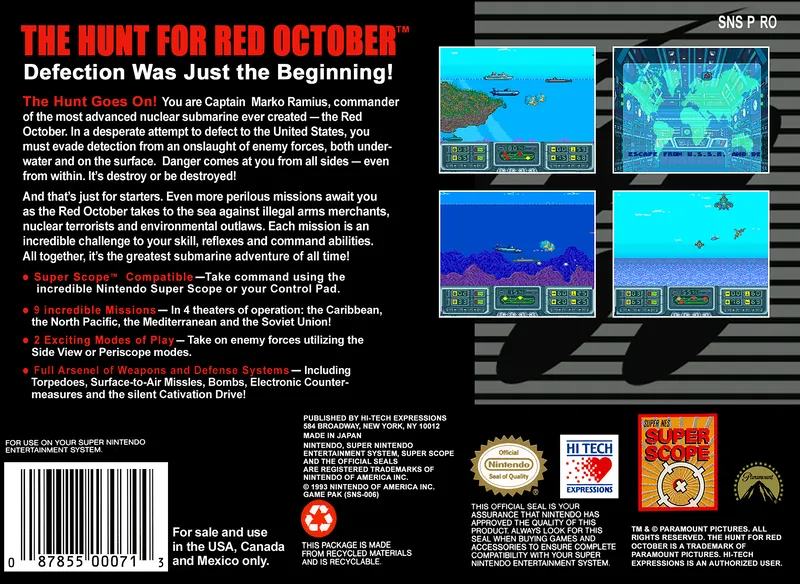 The Hunt for Red October box back