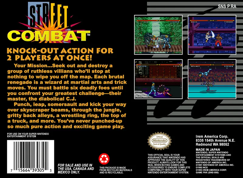 Street Combat box back