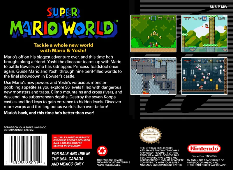 Super Mario World box back
