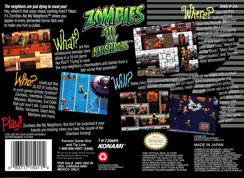 Zombies Ate My Neighbors box back