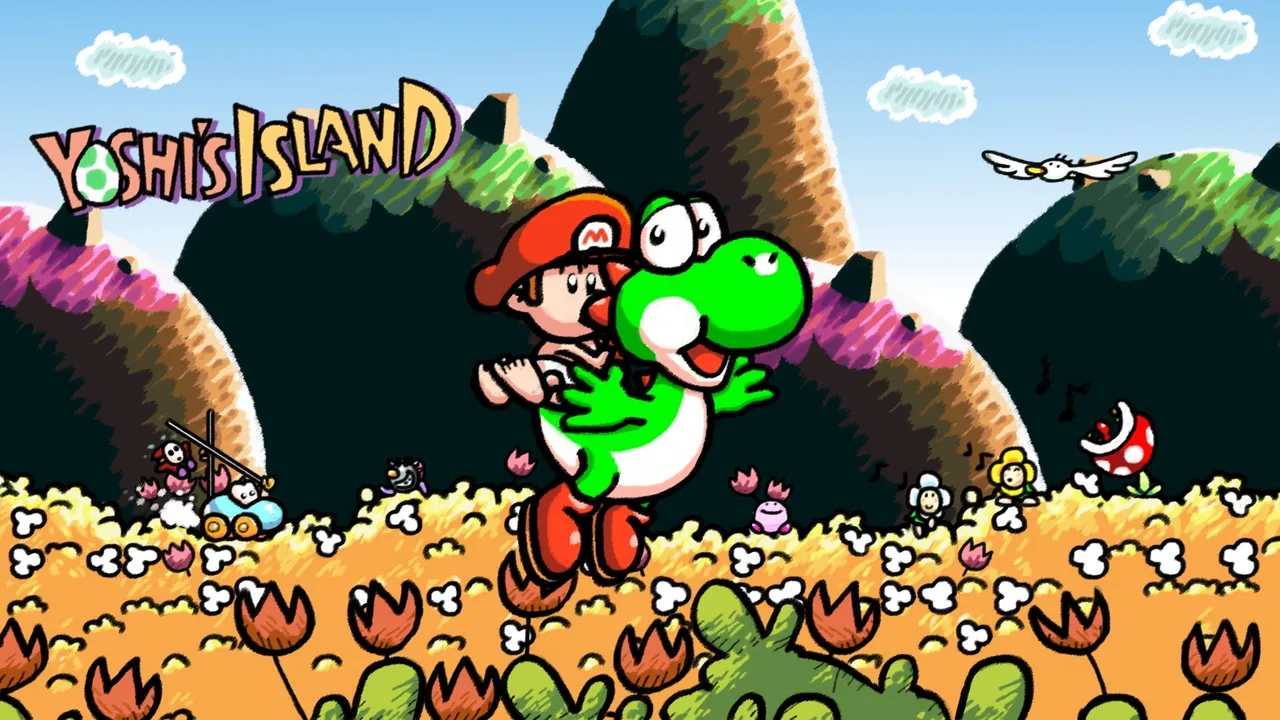 Backdrop artwork for Super Mario World 2: Yoshi's Island