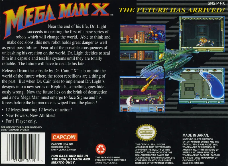 Mega Man X box back