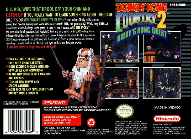 Donkey Kong Country 2: Diddy's Kong Quest box back