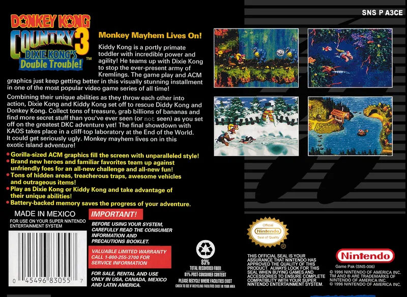 Donkey Kong Country 3: Dixie Kong's Double Trouble! box back