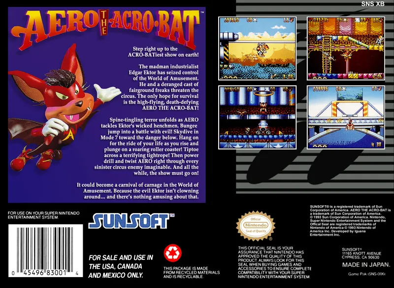 Aero the Acro-Bat box back