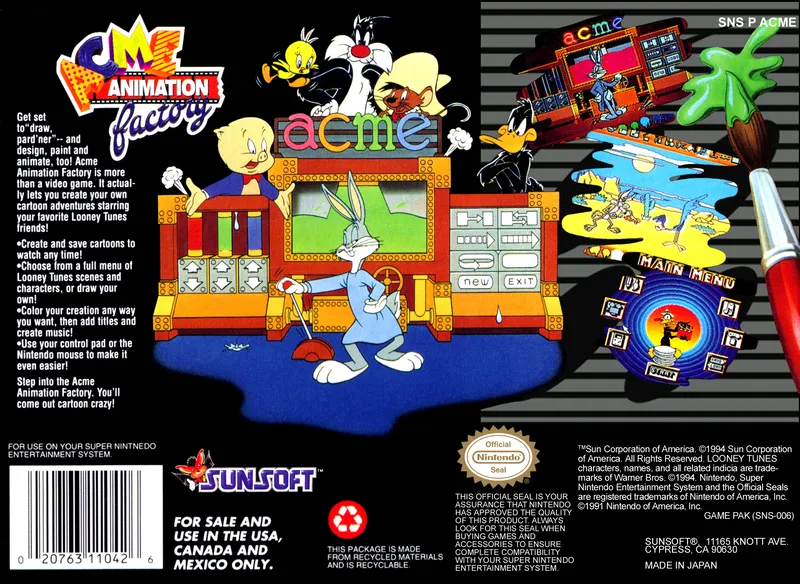 ACME Animation Factory box back