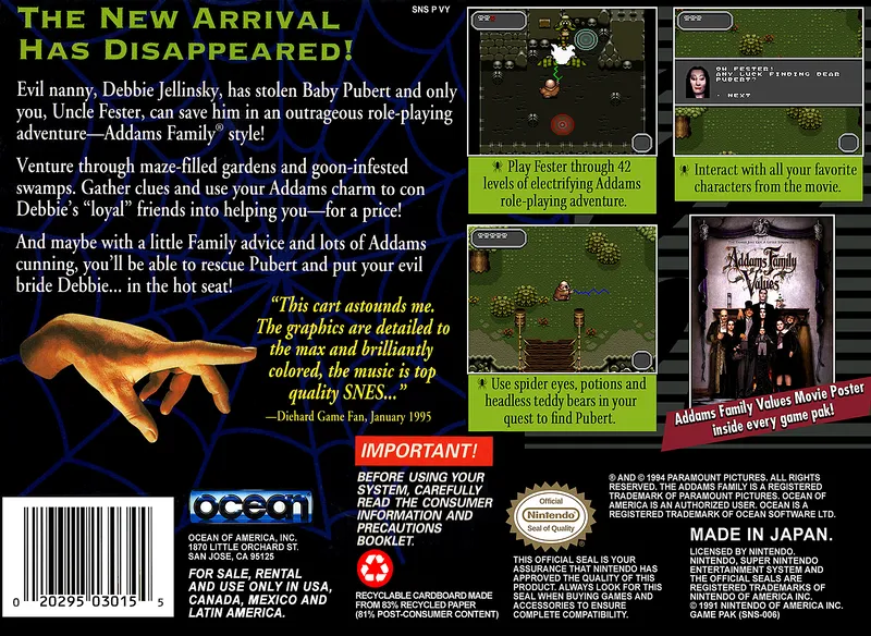 Addams Family Values box back