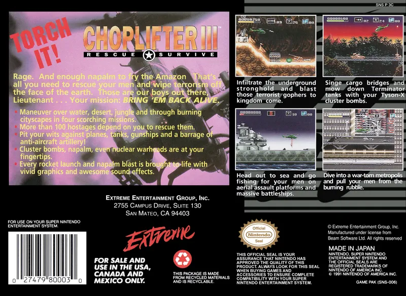 Choplifter III: Rescue-Survive box back