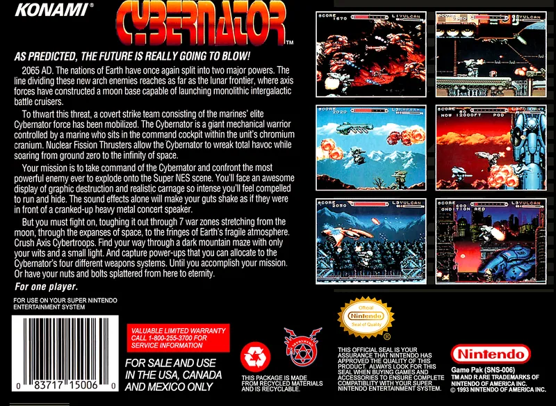 Cybernator box back