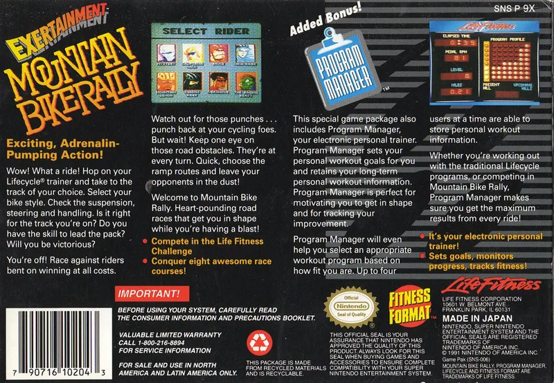 Exertainment Mountain Bike Rally box back