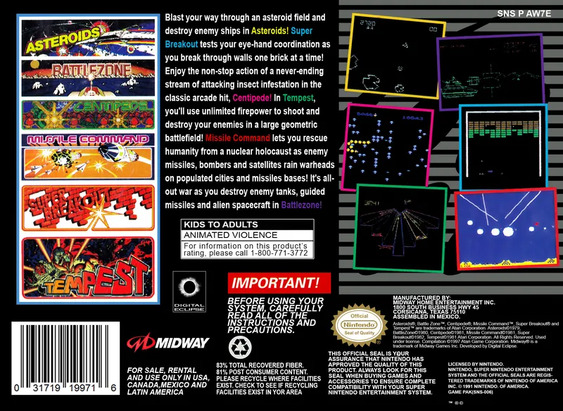 Midway Presents Arcade's Greatest Hits: The Atari Collection 1 box back